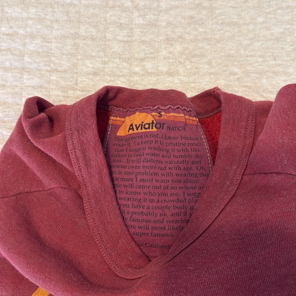 Aviator Nation Unisex Deep Red Malibu CA Logo Crewneck/Sweatshirt!! Size small - Picture 4 of 4